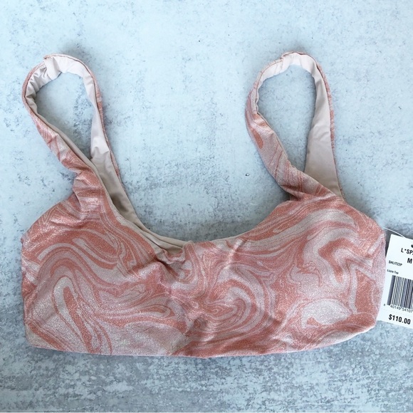 L Space Lizzie Top Bikini Set Shimmery Marble Swirl Pattern Size Medium - Picture 4 of 11